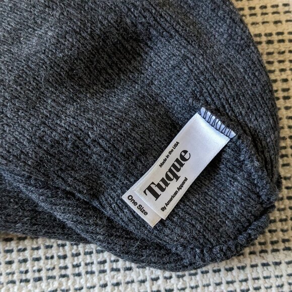 American Apparel Tuque Rib Knit Beanie Grey One Size Unisex - Picture 3 of 3